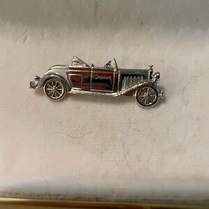 Vintage Art Deco Silver Tone Automobile Brooch